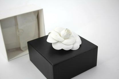 Chanel Vintage 81-85 White Silk Camellia Brooch