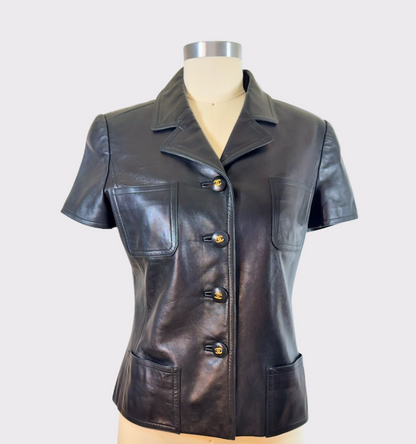Chanel 97C Black Leather Jacket_Size 38