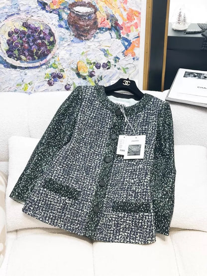 Chanel 19S green sequined tweed jacket