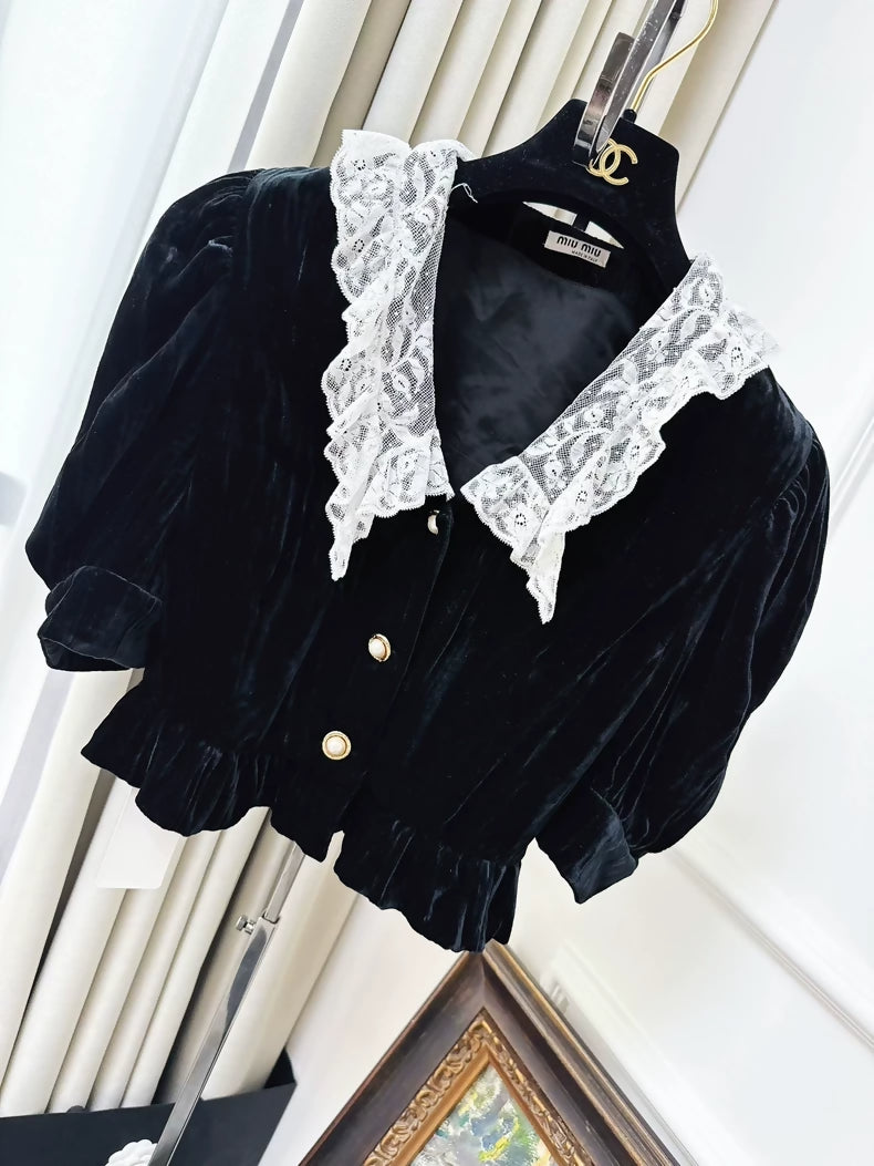 Miu Miu Black velvet top