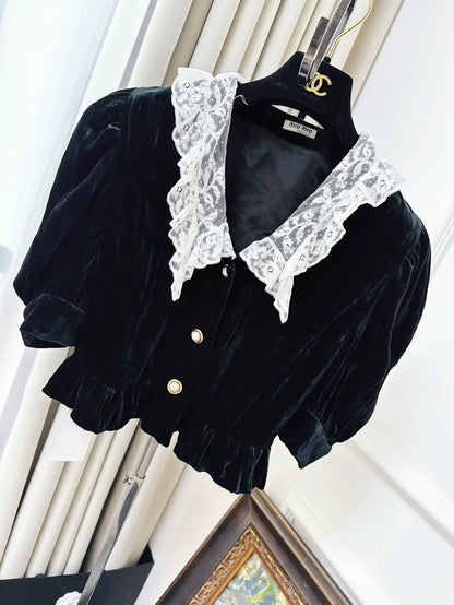 Miu Miu Black velvet top