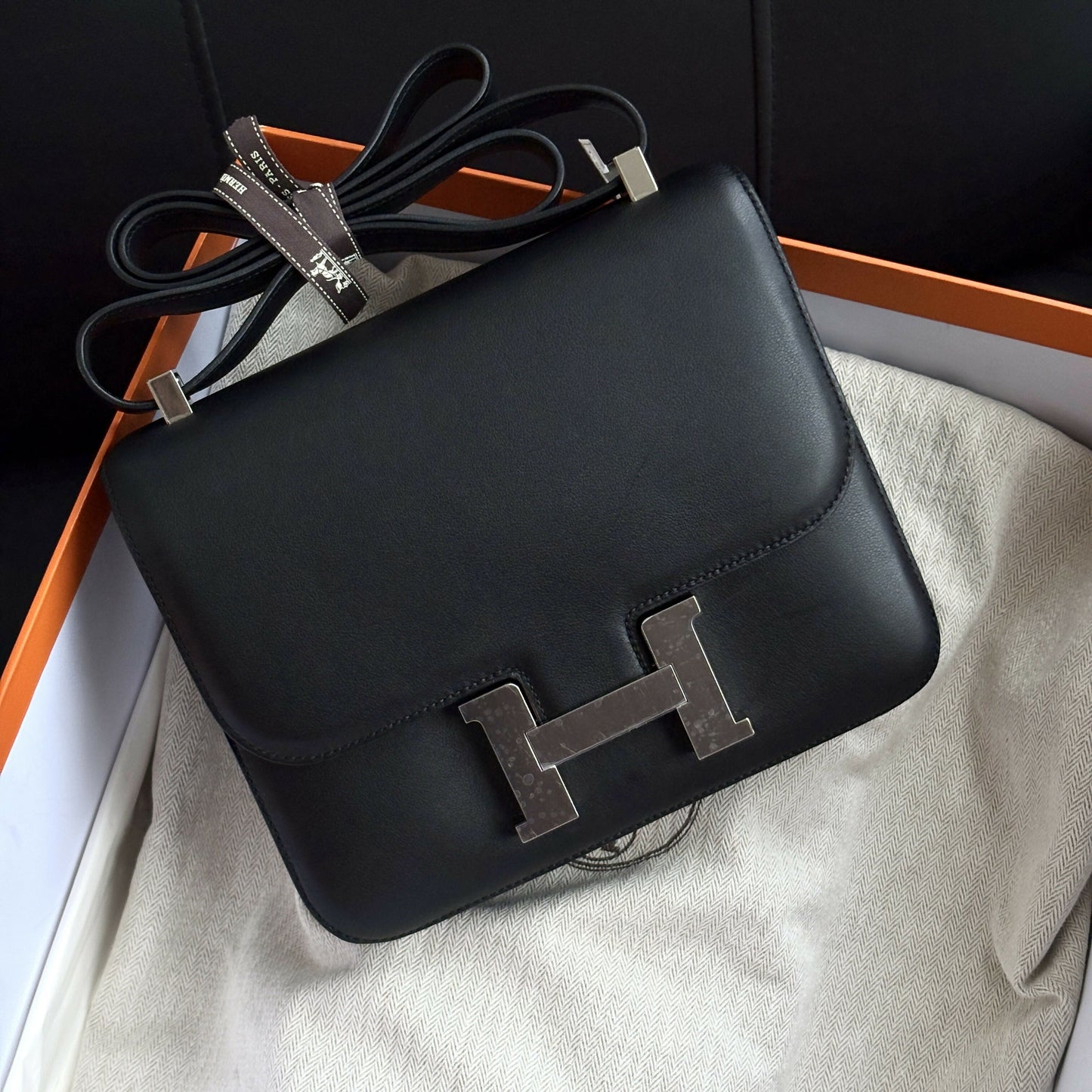 Hermès Constance 24 Noir Swift Leather with Palladium Hardware