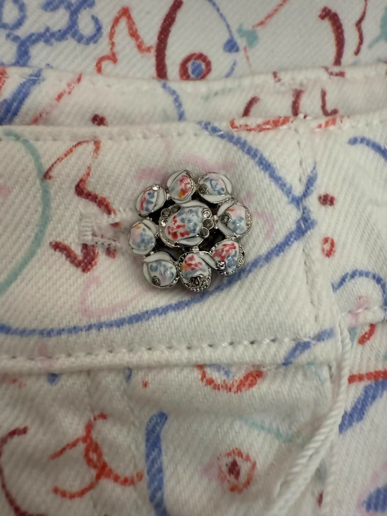 Chanel 25C fish graffiti jeans