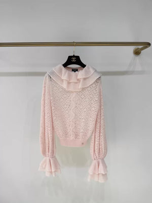 Chanel 25K Pink Lace Knit Top