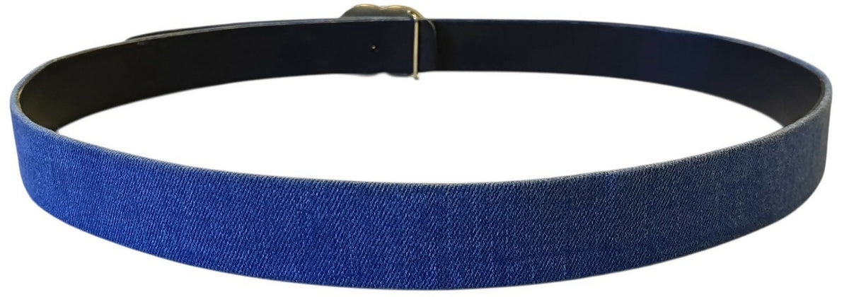 Chanel Airlines 16P Blue Denim CC Matte Silver & Gold Buckle Belt