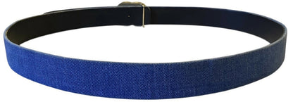 Chanel Airlines 16P Blue Denim CC Matte Silver & Gold Buckle Belt