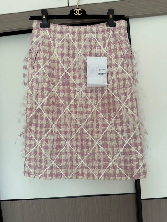 Chanel 23S pink feather skirt