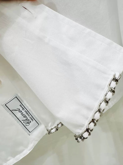 Chanel 26S white striped cropped shirt