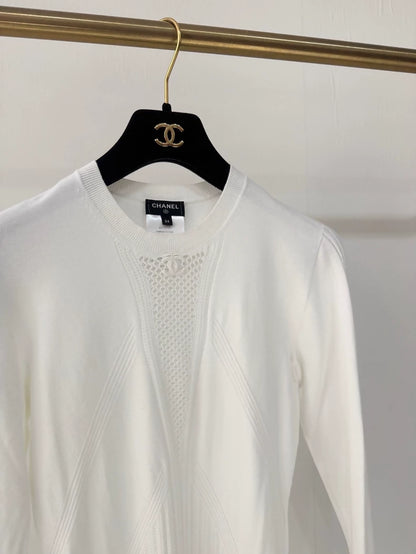 Chanel 24B White Double C Knit Dress