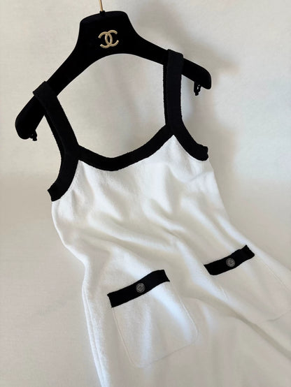 Chanel 23P Black and White Terry Cloth Dress