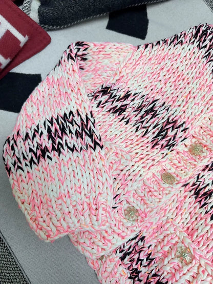 Chanel Chunky Pink Knit Sweater