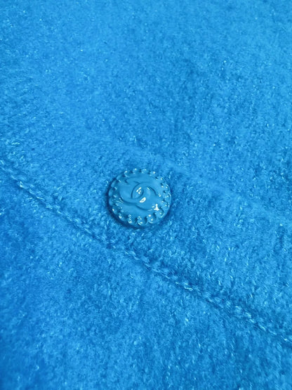 Chanel 22B turquoise blue oversized cashmere cardigan