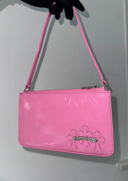 Chrome Hearts pink patent Leather shoulder bag