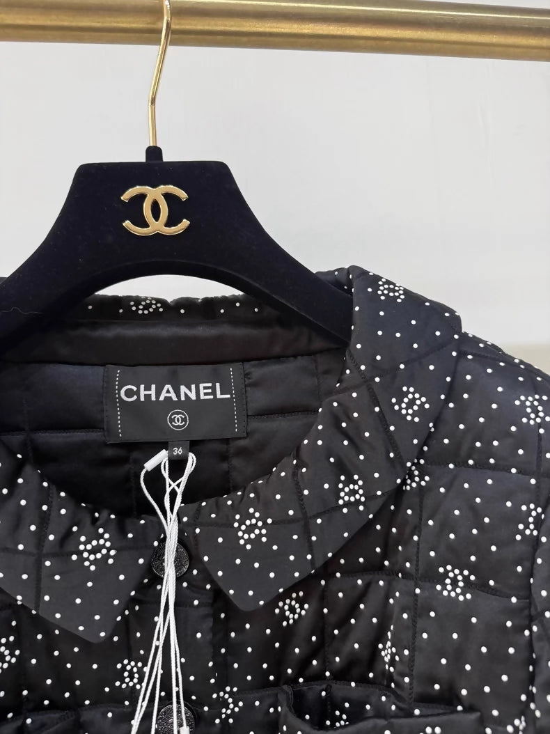 Chanel 24B Black Polka Dot All-C Logo Jacket