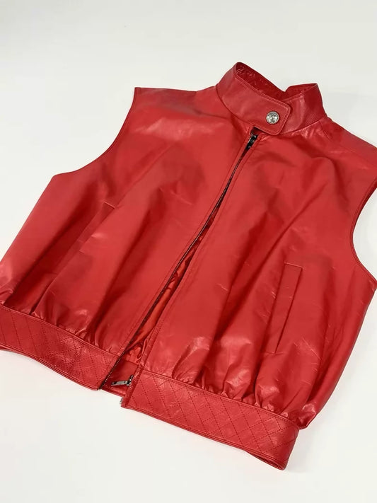 Chanel 23C Red Lambskin leather Vest