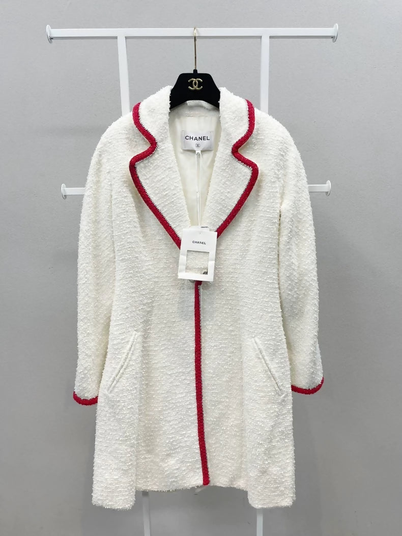 Chanel 20 white red tweed jacket