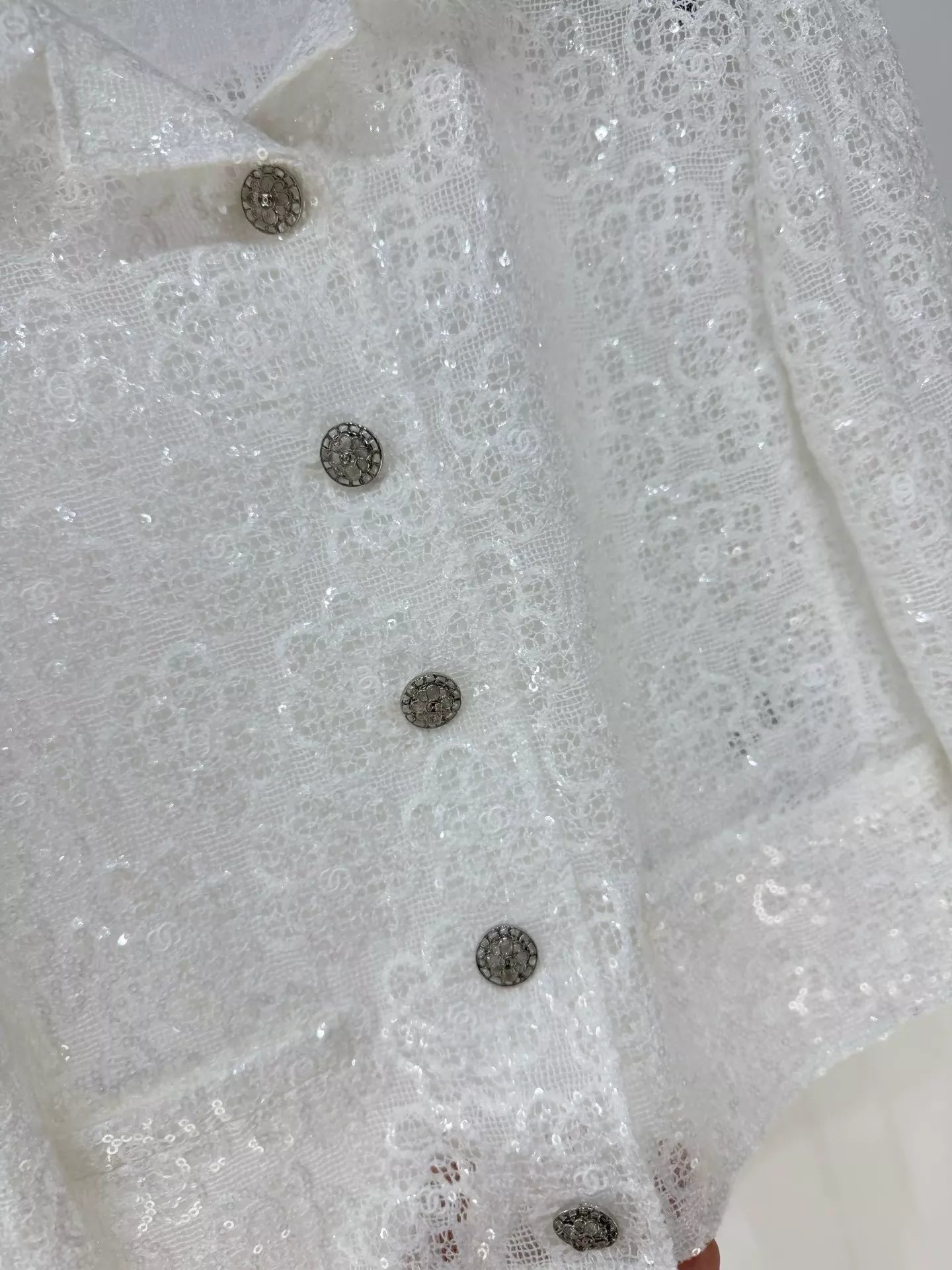Chanel 24S White Lace Jacket