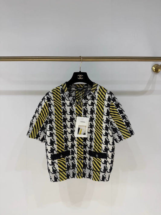 Chanel 24A yellow and black check jacket