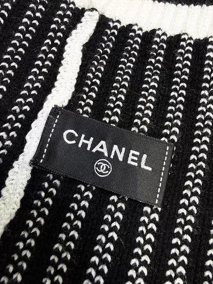 Chanel 24C white and black striped stockings