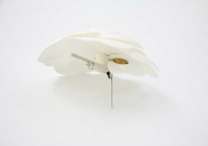 Chanel Vintage 81-85 White Silk Camellia Brooch