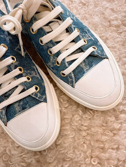 Louis Vuitton LV monogram full logo denim sneakers