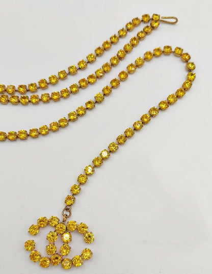 Chanel Spring-Summer 1995 Barbie Collection Yelow Rhinestone Dangle Belt