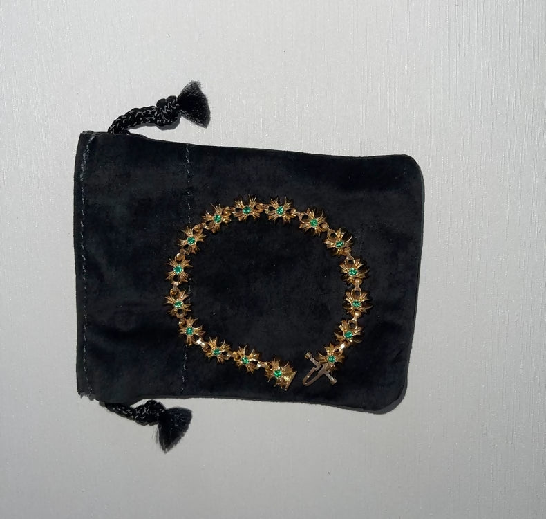 Chrome Hearts gold bracelet with Emeralds