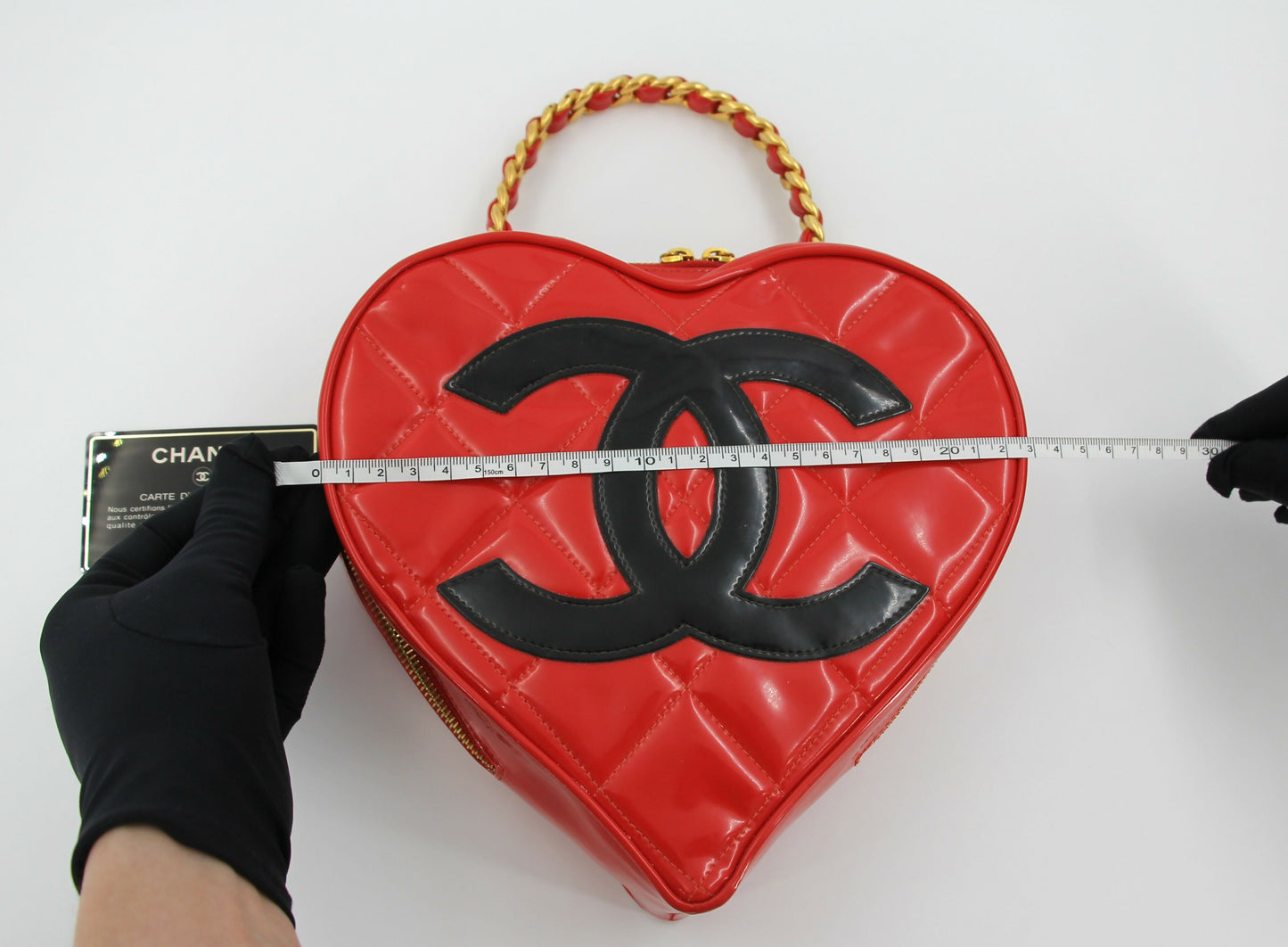 Chanel Vintage 1995 Leather Red Barbie Heart Vanity Handbag