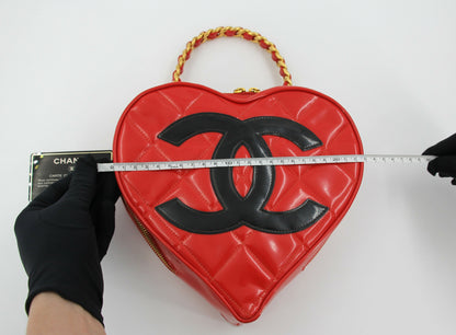 Chanel Vintage 1995 Leather Red Barbie Heart Vanity Handbag