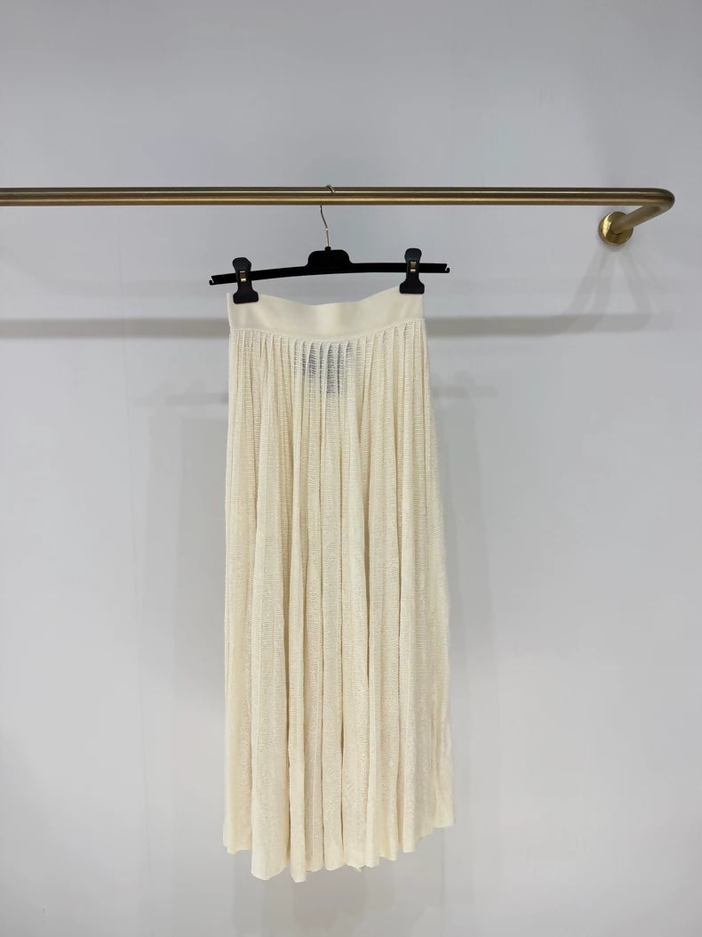 Loro Piana high-waisted virgin wool pleated knit skirt