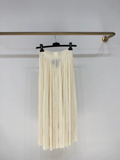 Loro Piana high-waisted virgin wool pleated knit skirt