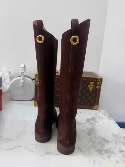 Loro Piana Fall/Winter 2025 chocolate suede riding boots