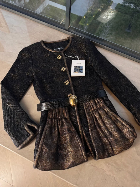 Chanel 19A black velvet Jacket with Belt