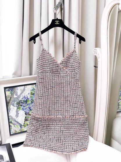 Chanel mixed-color tweed dress
