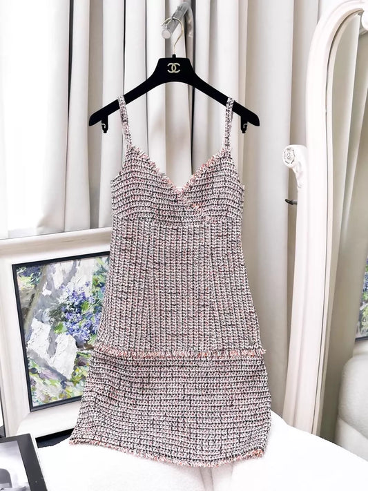 Chanel mixed-color tweed dress