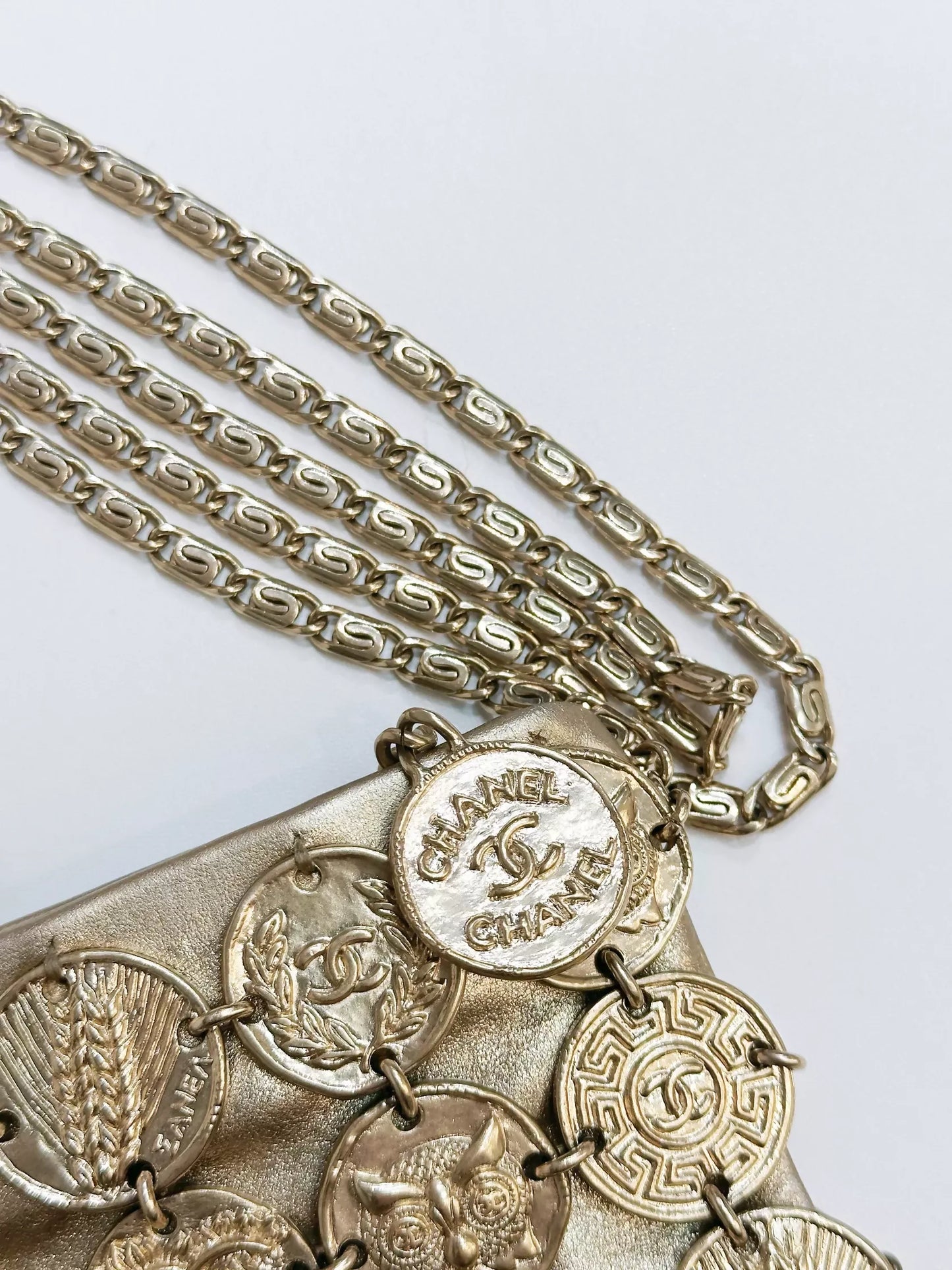 Chanel “Artemis” Gold Metal Coin Evening Bag with Chain Strap (2018)