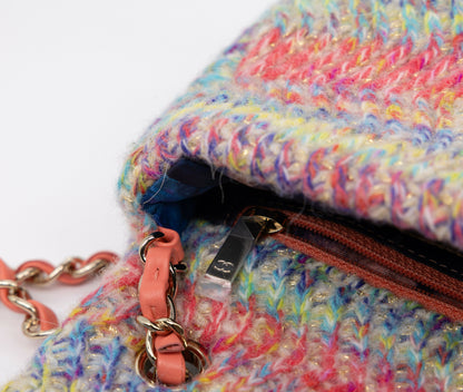 Chanel 2020 CC Multicolor Mini Knit Flap Bag