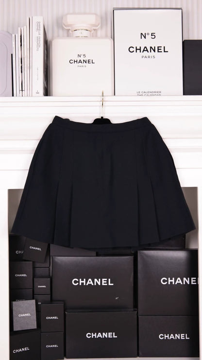 Dior Black Wool Pleated Skirt