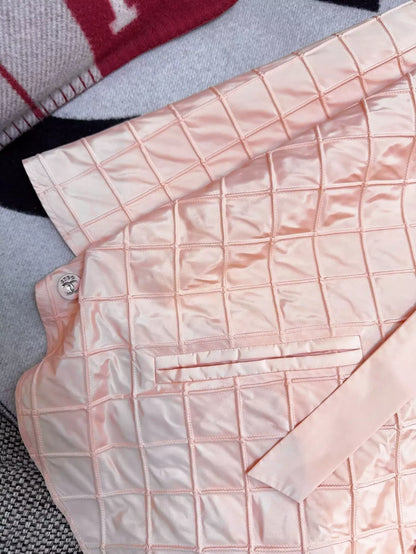 Chanel 25M coco beach orange pink diamond pattern hooded cape coat