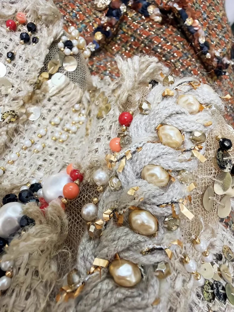 Chanel 18C khaki top with gold embroidery