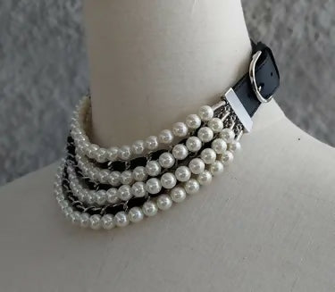 CHANEL 18A HAMBURG BLACK LEATHER PEARL CHAIN RIDING KNEE HIGH BOOTS EU 41