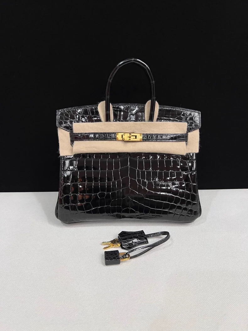 Hermes Birkin 25 Shiny Crocodile leather Gold hardware