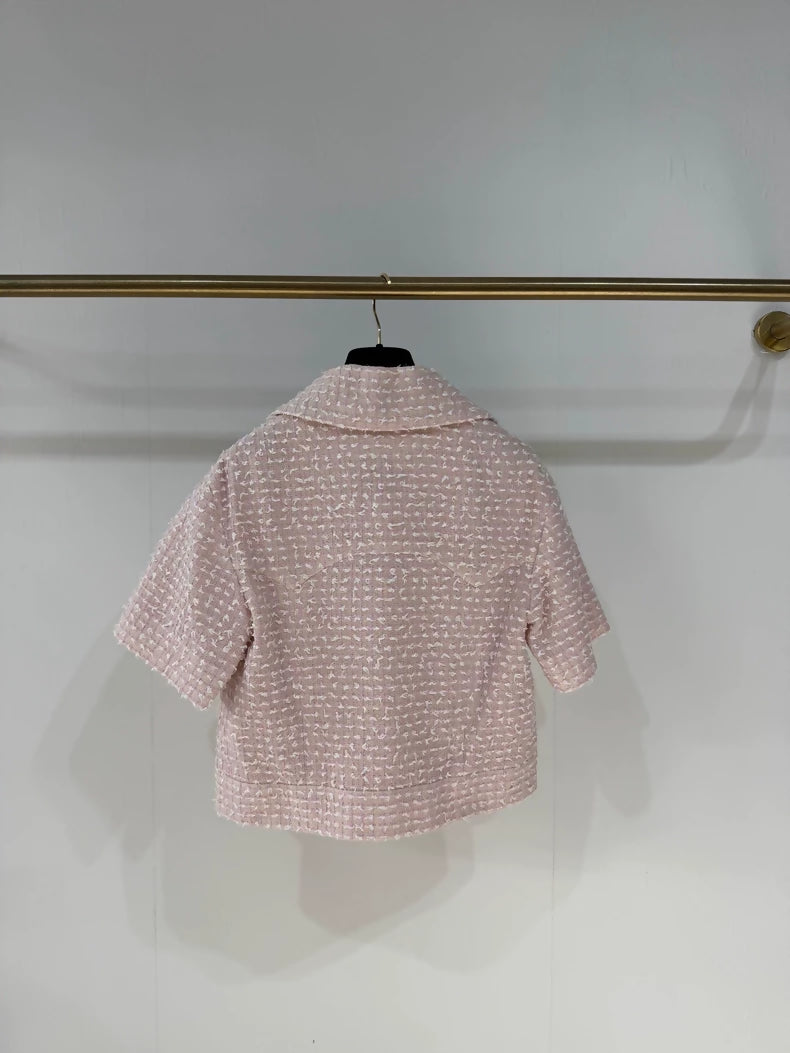 Chanel 24P Pink tweed Short-Sleeve Jacket