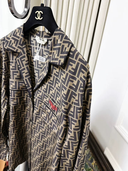 FENDI monogram silk long-sleeved shirt