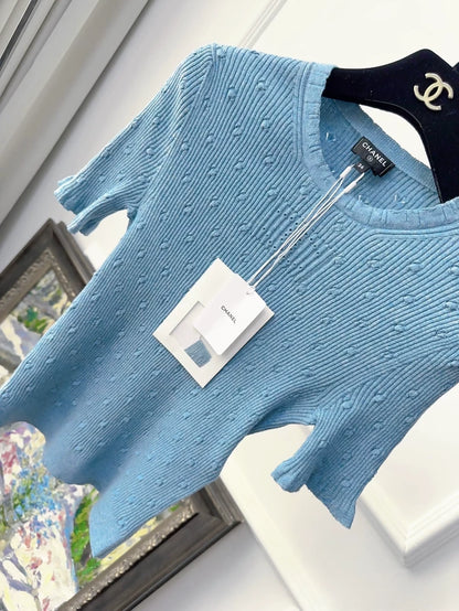 Chanel 25P blue knit top