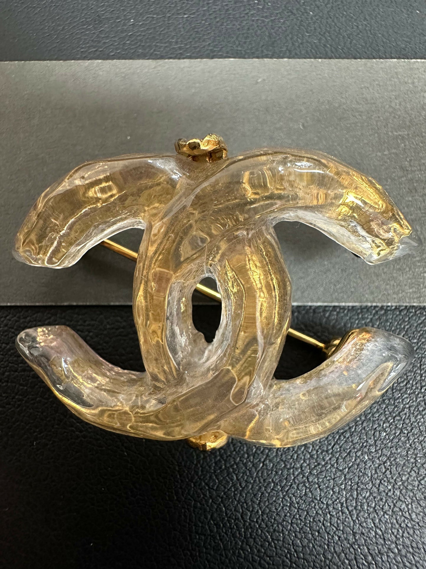 Chanel Vintage 99 Resin Transparent CC Brooch