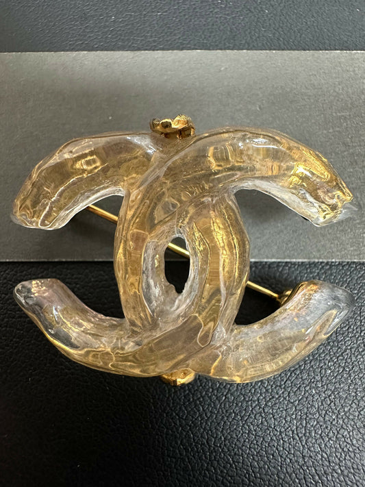 Chanel Vintage 99 Resin Transparent CC Brooch