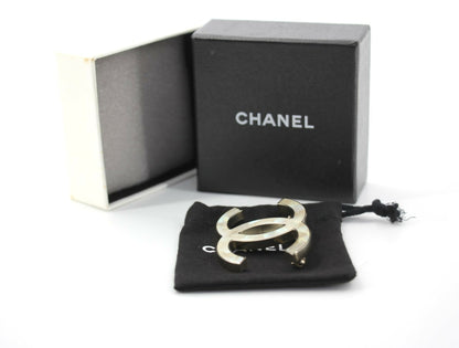 Chanel Vintage B11A Mother-of-Pearl Large CC Matte Gold Brooch