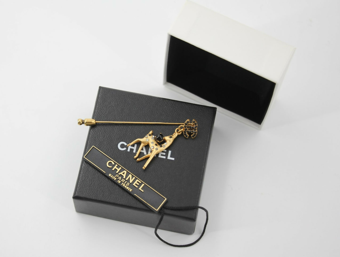Chanel Vintage 01A Rhinestone Gold Plated Deer Brooch