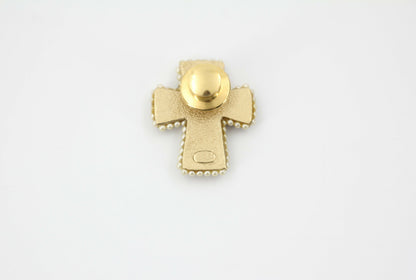 Chanel Vintage 03A Gripoix Red-Orange Imitation Pearl Cross Brooch